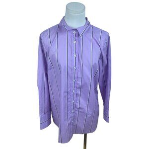 Talbot's Purple Striped Long Sleeve Button-Up Shirt With Collar Sz LP - New
